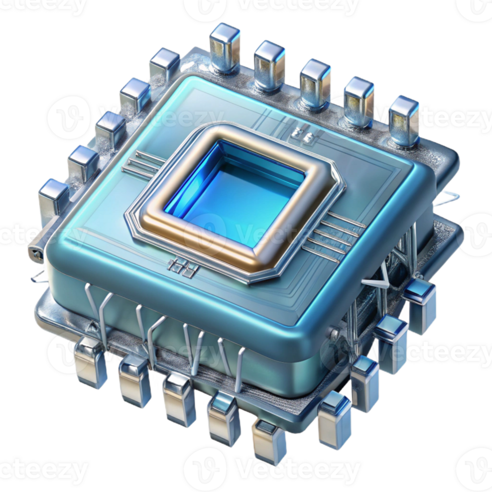 impressive abstract Quantum Computer Processor with Complex Circuitry Transparent Cutout original png