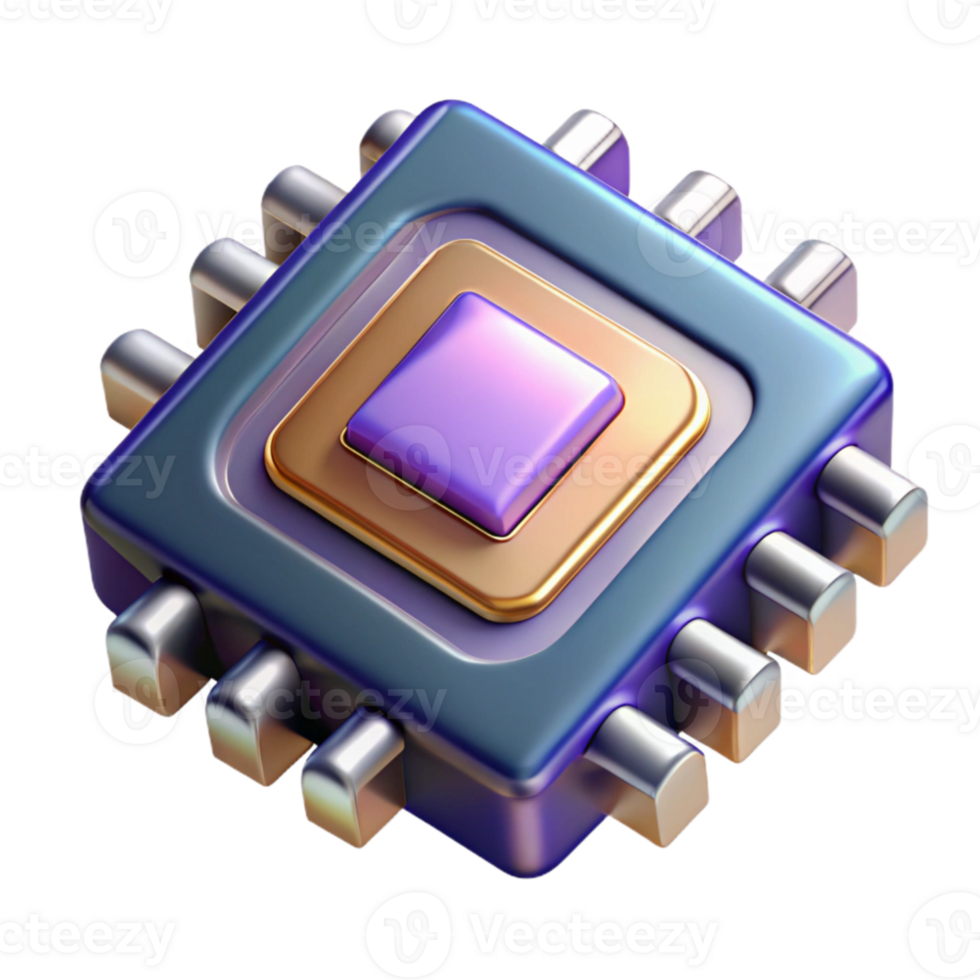 stunning vintage Quantum Computing Chip with Gold Wiring Cutout png
