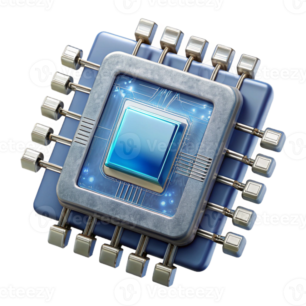 serene modern Quantum Computer Processor with Complex Circuitry Transparent Cutout high quality png