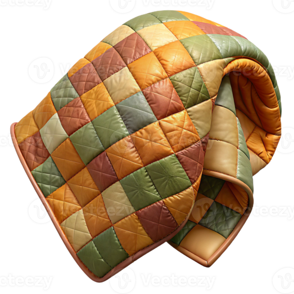 elegant contemporary Quilted Patchwork Blanket Warm Colors Transparent high resolution png