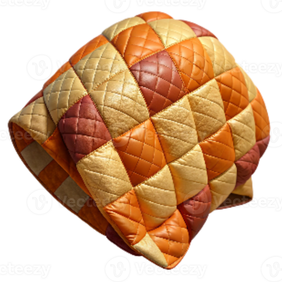 elegant classic Quilted Patchwork Blanket with Warm Colors Isolated png