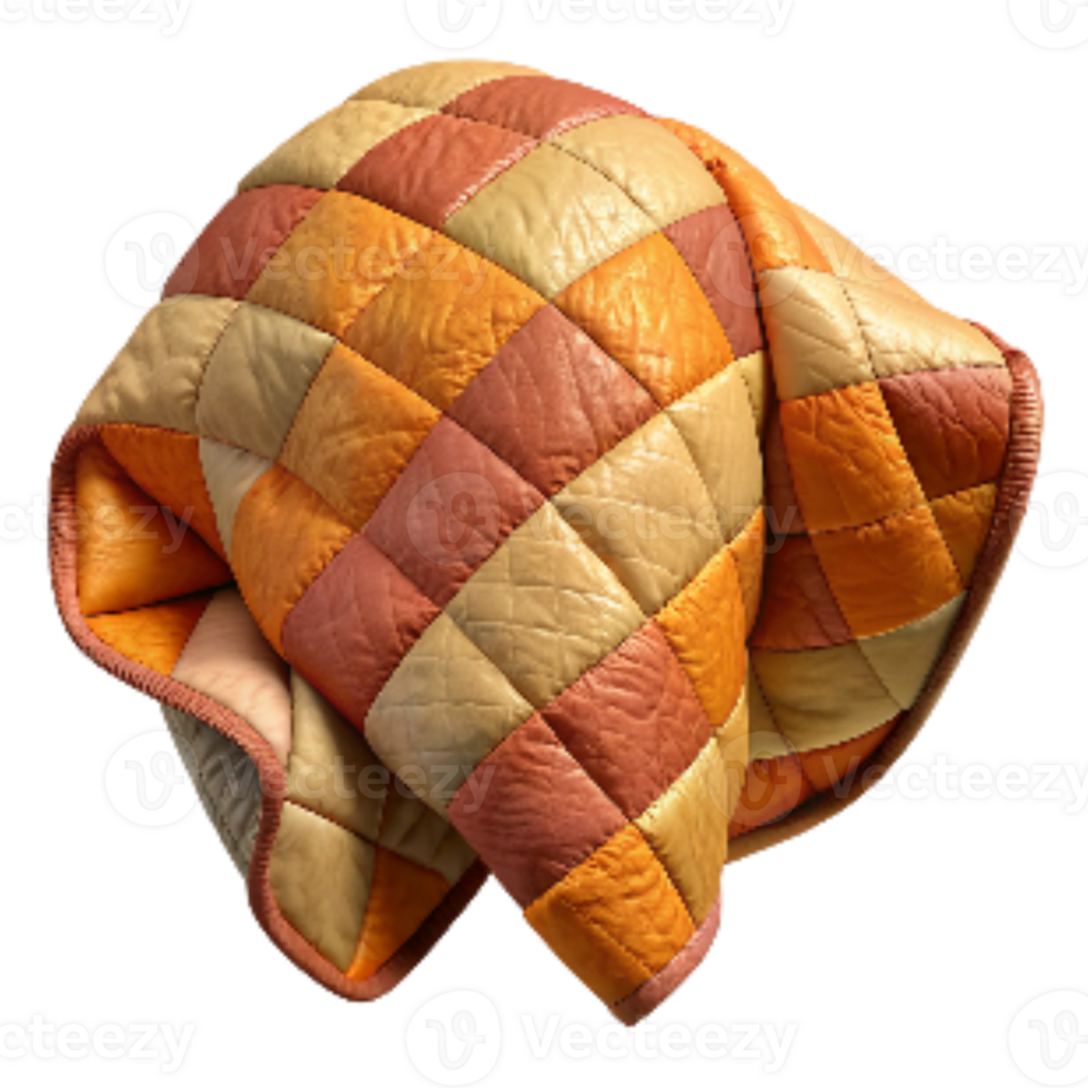 impressive modern Quilted Patchwork Blanket with Warm Colors Isolated high resolution png