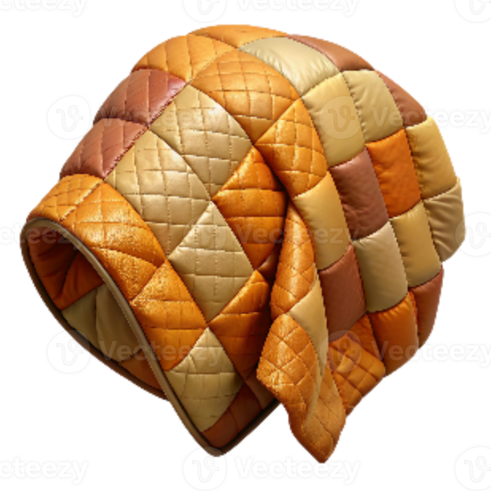 beautiful minimalist Quilted Patchwork Blanket with Warm Colors Isolated genuine png