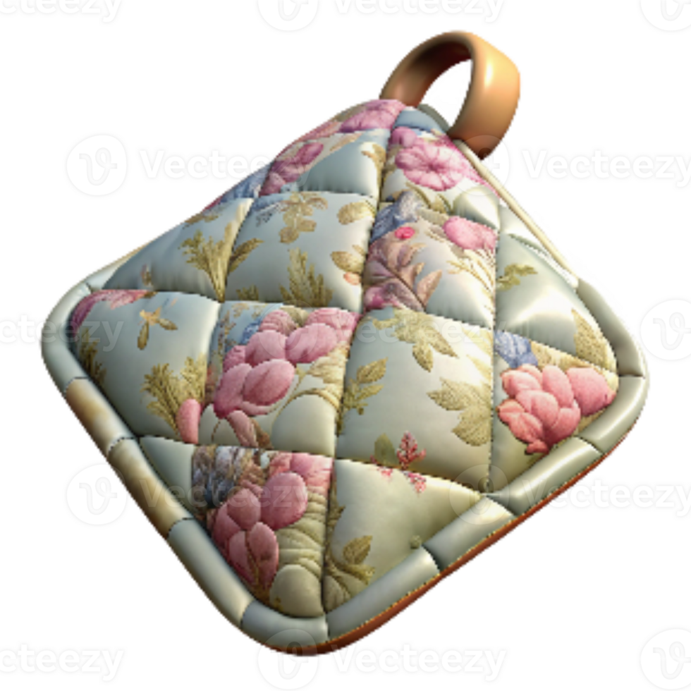 vibrant classic Quilted Pot Holder with Floral Pattern Transparent Background original png