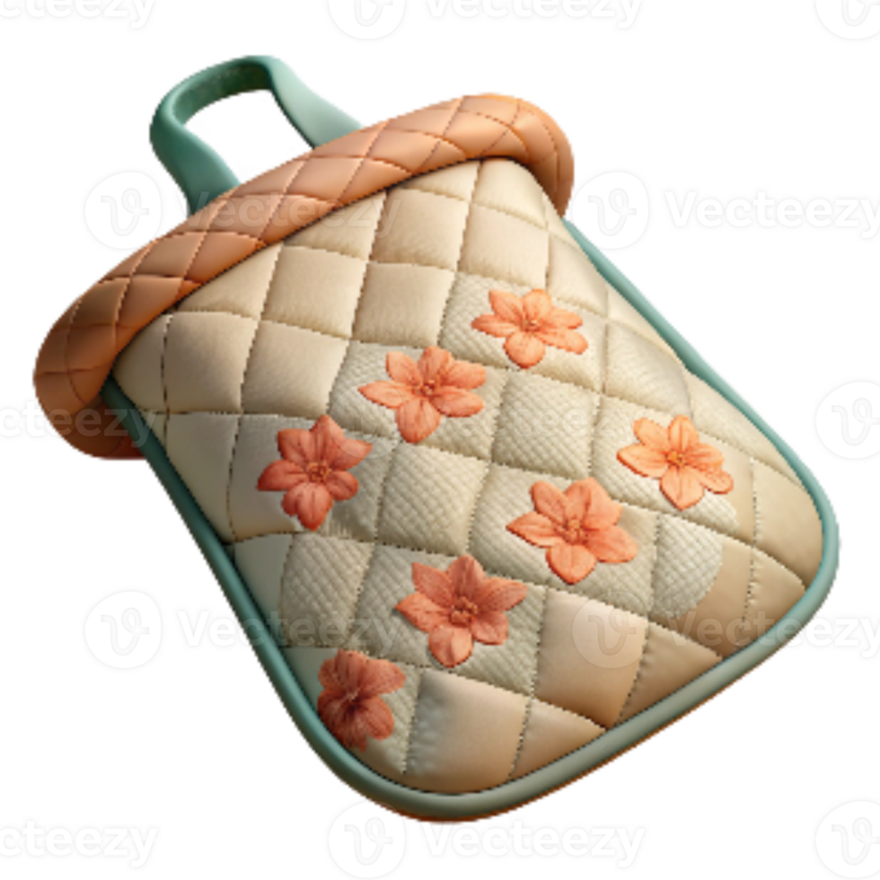 vibrant artistic Quilted Pot Holder with Floral Pattern Transparent Background exclusive png