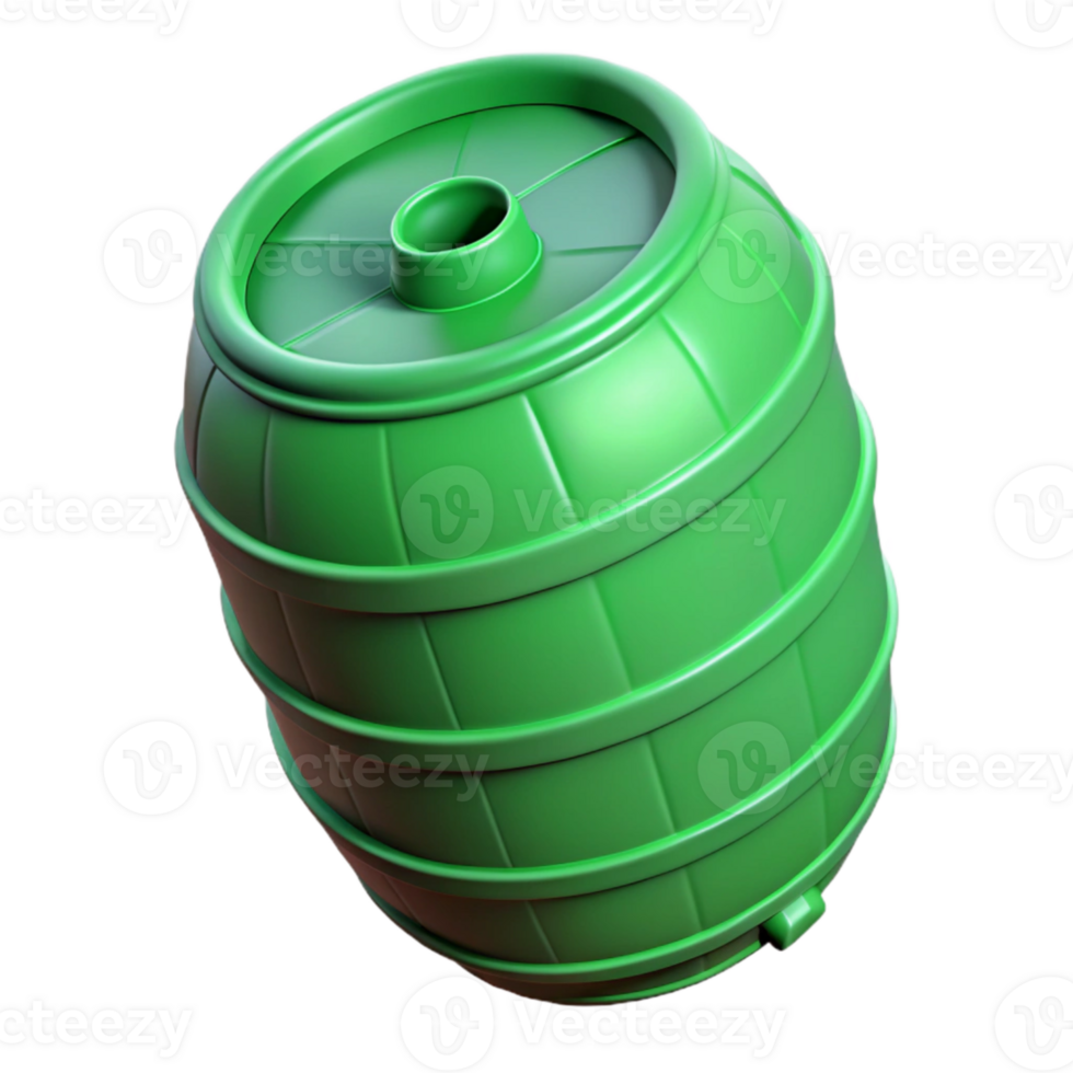 vibrant classic Rain Barrel Top View Green Plastic Isolated original png
