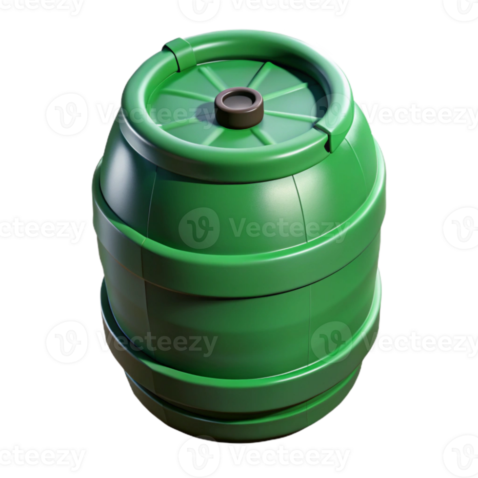dramatic minimalist Rain Barrel Top View Green Plastic Isolated premium png