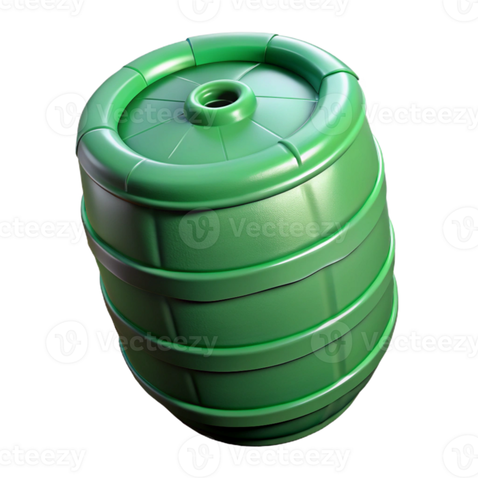 beautiful minimalist Rain Barrel Top View Green Plastic Isolated original png