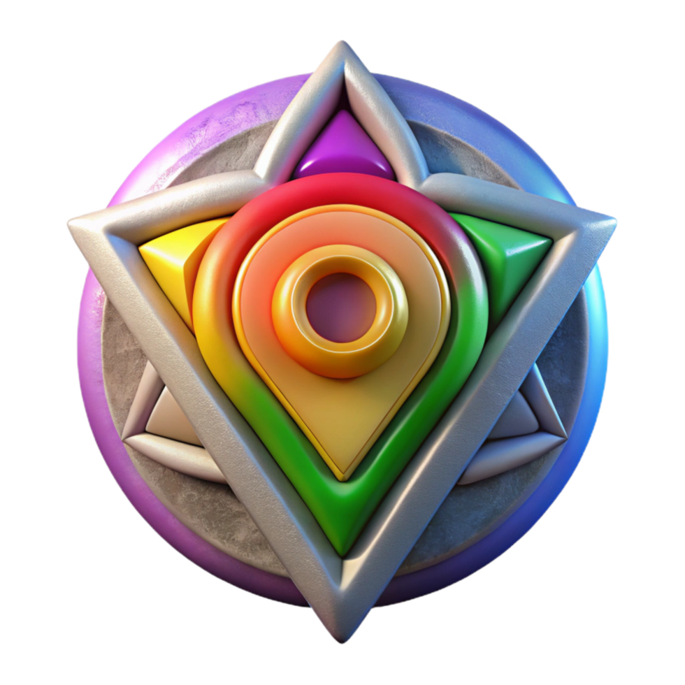 serene contemporary Rainbow Colored Chakra Symbols Cutout Element original png