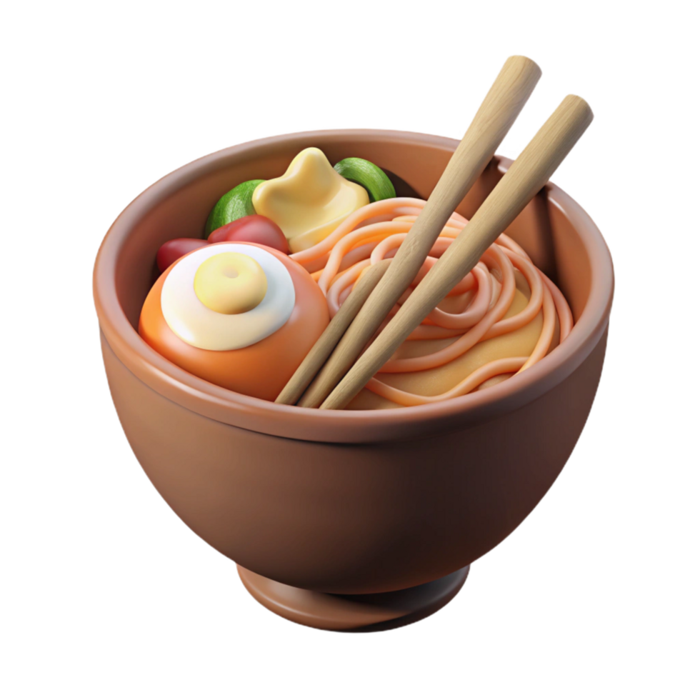 stunning traditional Ramen Bowl with Chopsticks Cutout authentic png