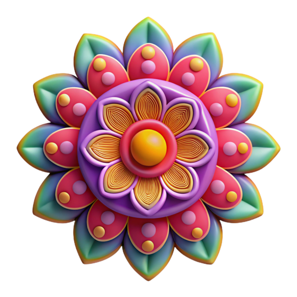 stunning abstract Rangoli Colorful Powder Floral Design Isolated png