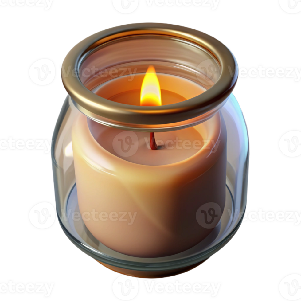 wonderful contemporary Realistic Burning Candle in Glass Jar Transparent Background png