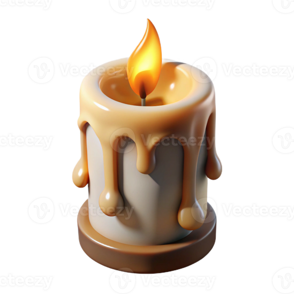 elegant minimalist Realistic Burning Candle with Dripping Wax Transparent high quality png