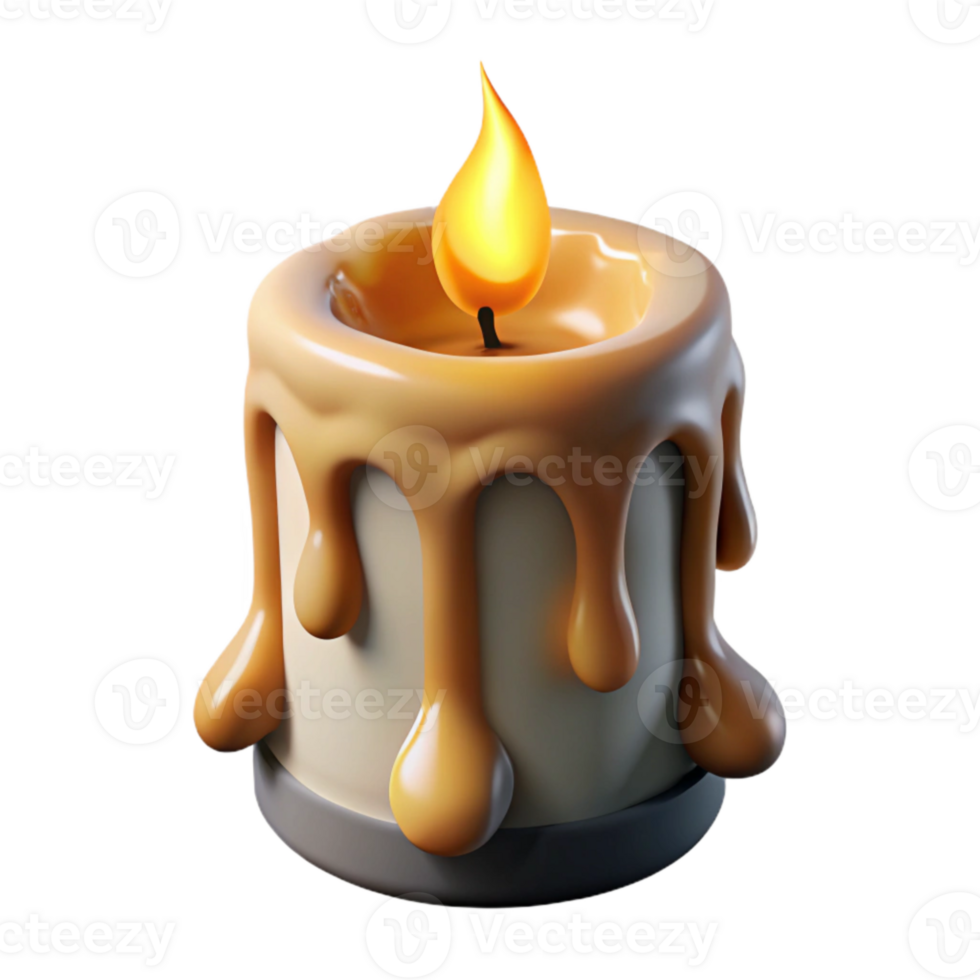 impressive creative Realistic Burning Candle with Dripping Wax Transparent professional png