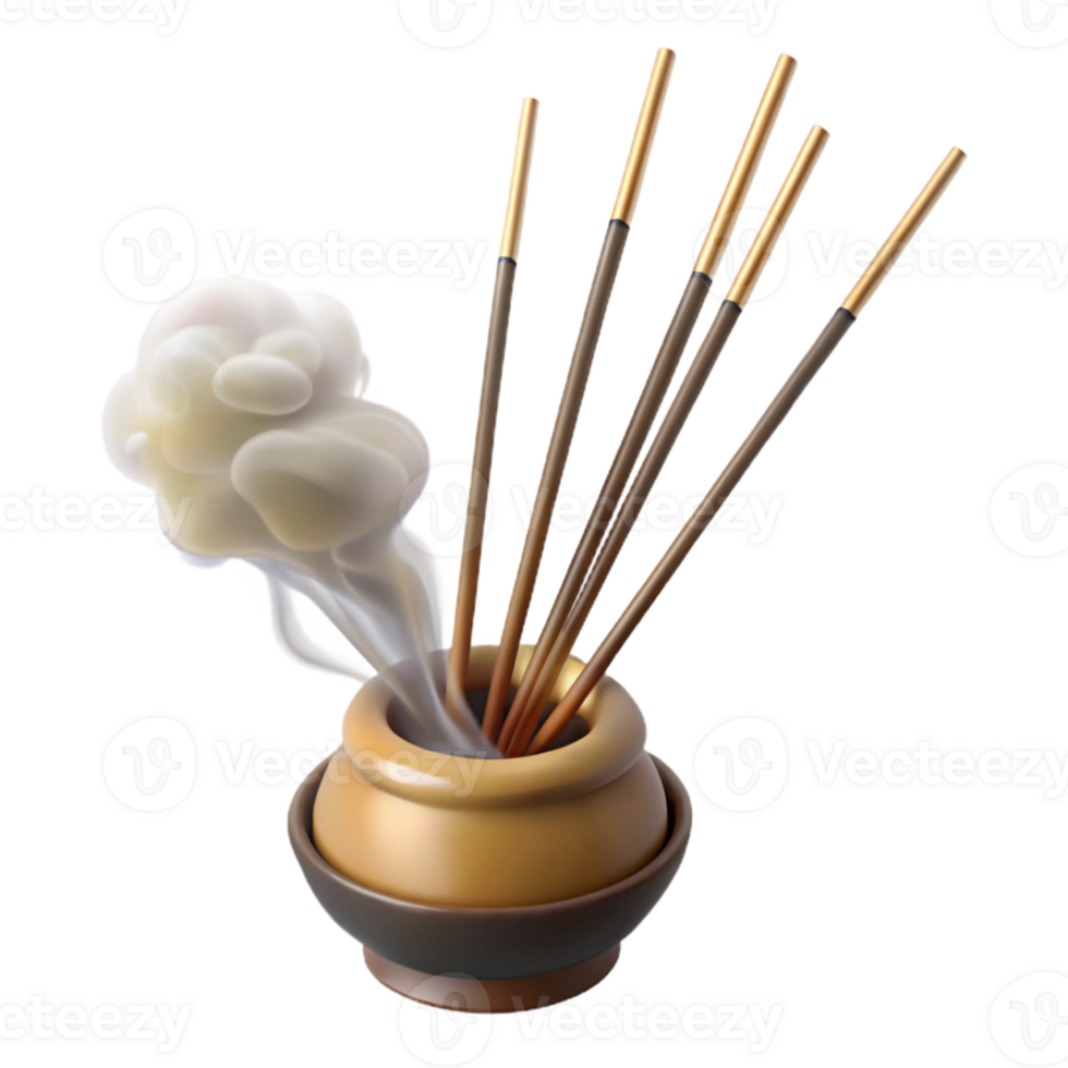 dramatic classic Realistic Burning Incense Sticks with Smoke Plumes Transparent original png