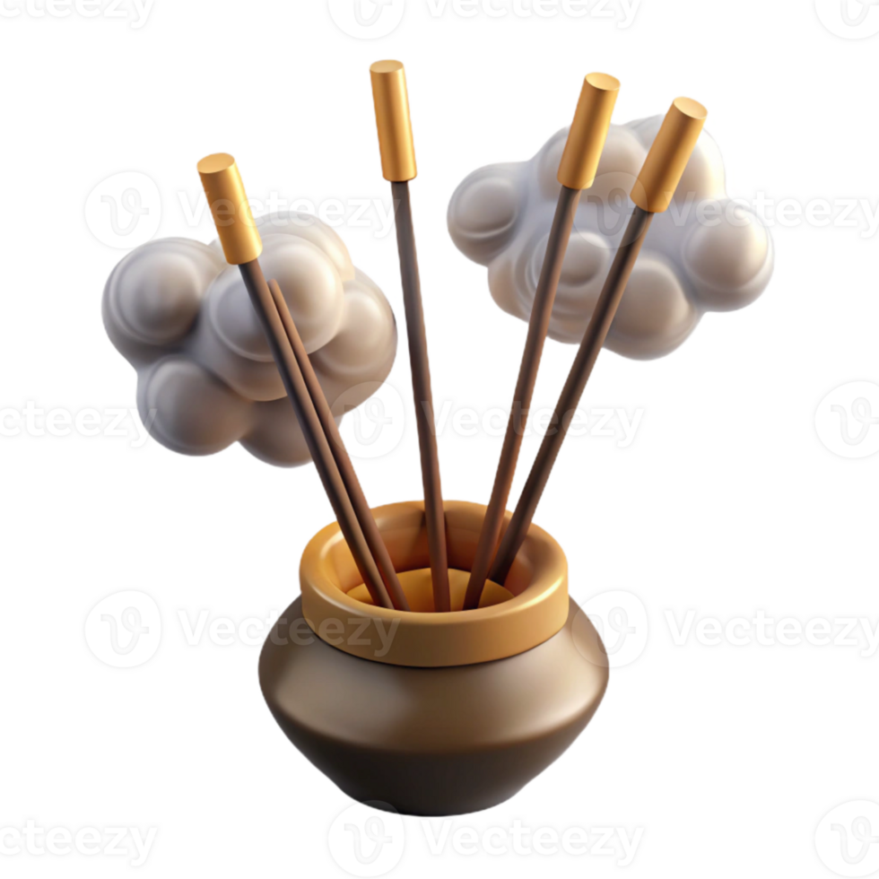 stunning classic Realistic Burning Incense Sticks with Smoke Plumes Transparent high quality png