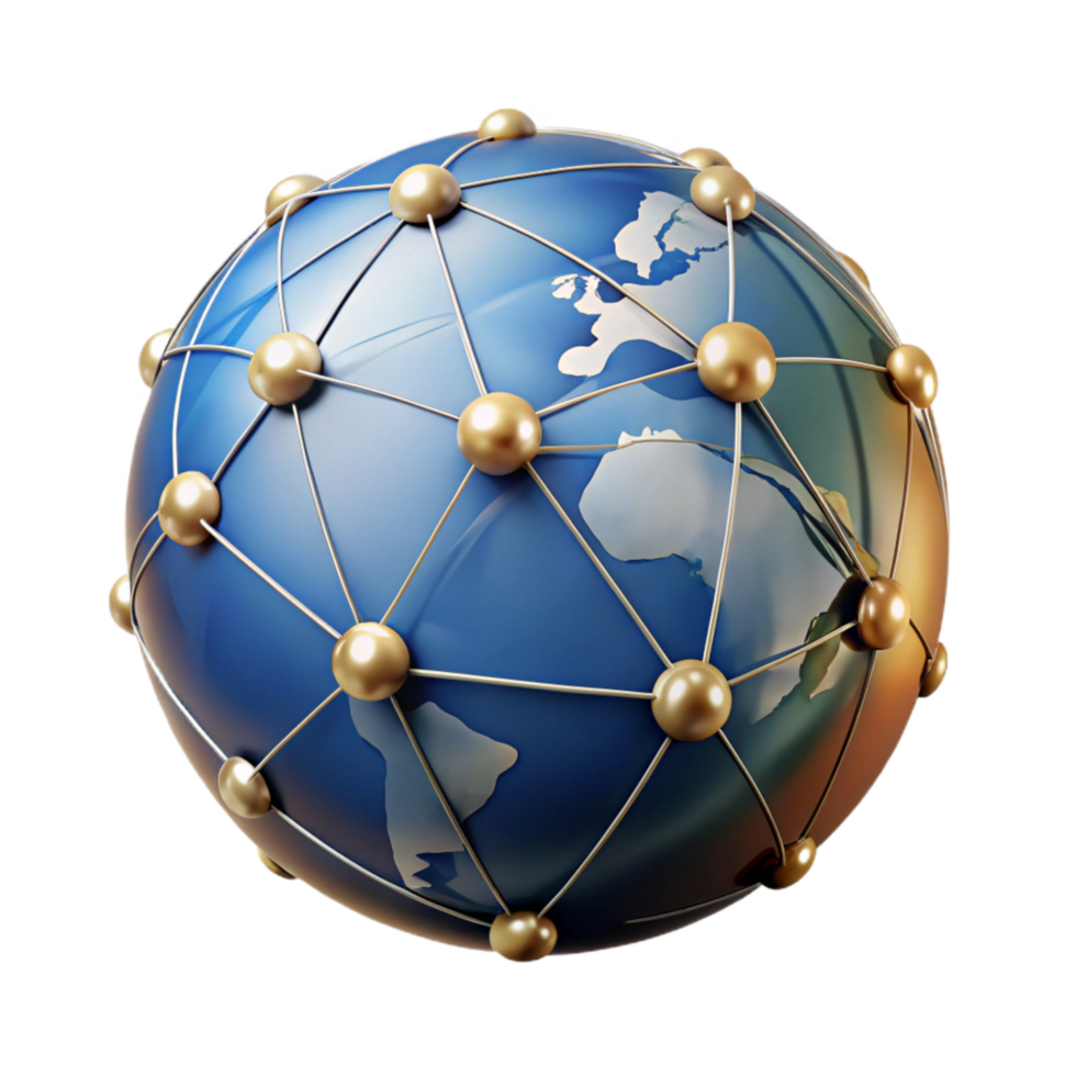 serene artistic Realistic Globe with Network Connections Transparent authentic png