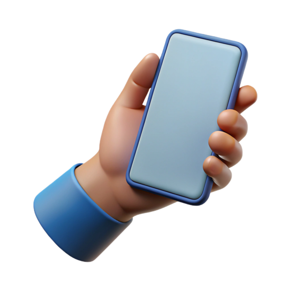 vibrant classic Realistic Hand Holding Smartphone with Social Media Feed Transparent Background exclusive png