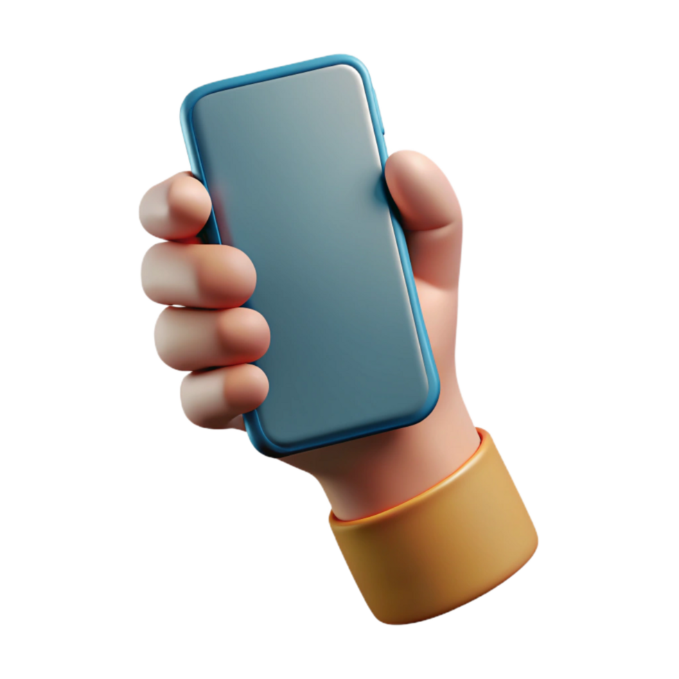 beautiful rustic Realistic Hand Holding Smartphone with Social Media Feed Transparent Background premium png