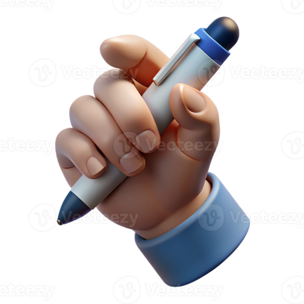 impressive classic Realistic Human Hand Holding Pen Isolated authentic png