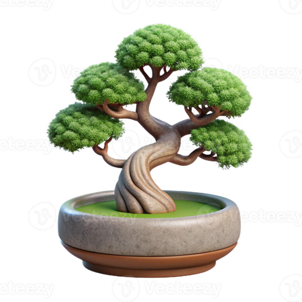 wonderful traditional Realistic Japanese Bonsai Tree Miniature Potted Cutout premium png