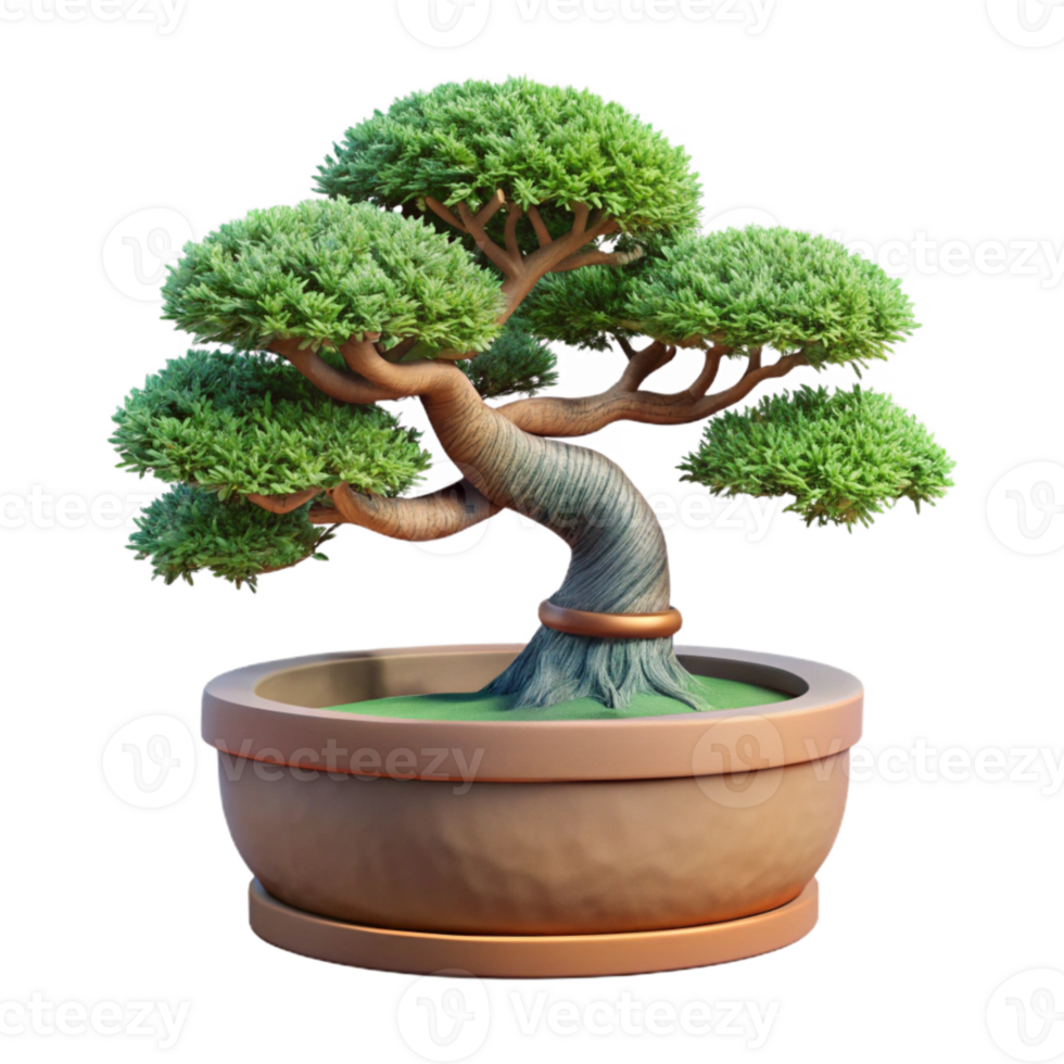 vibrant contemporary Realistic Japanese Bonsai Tree Miniature Potted Cutout high quality png