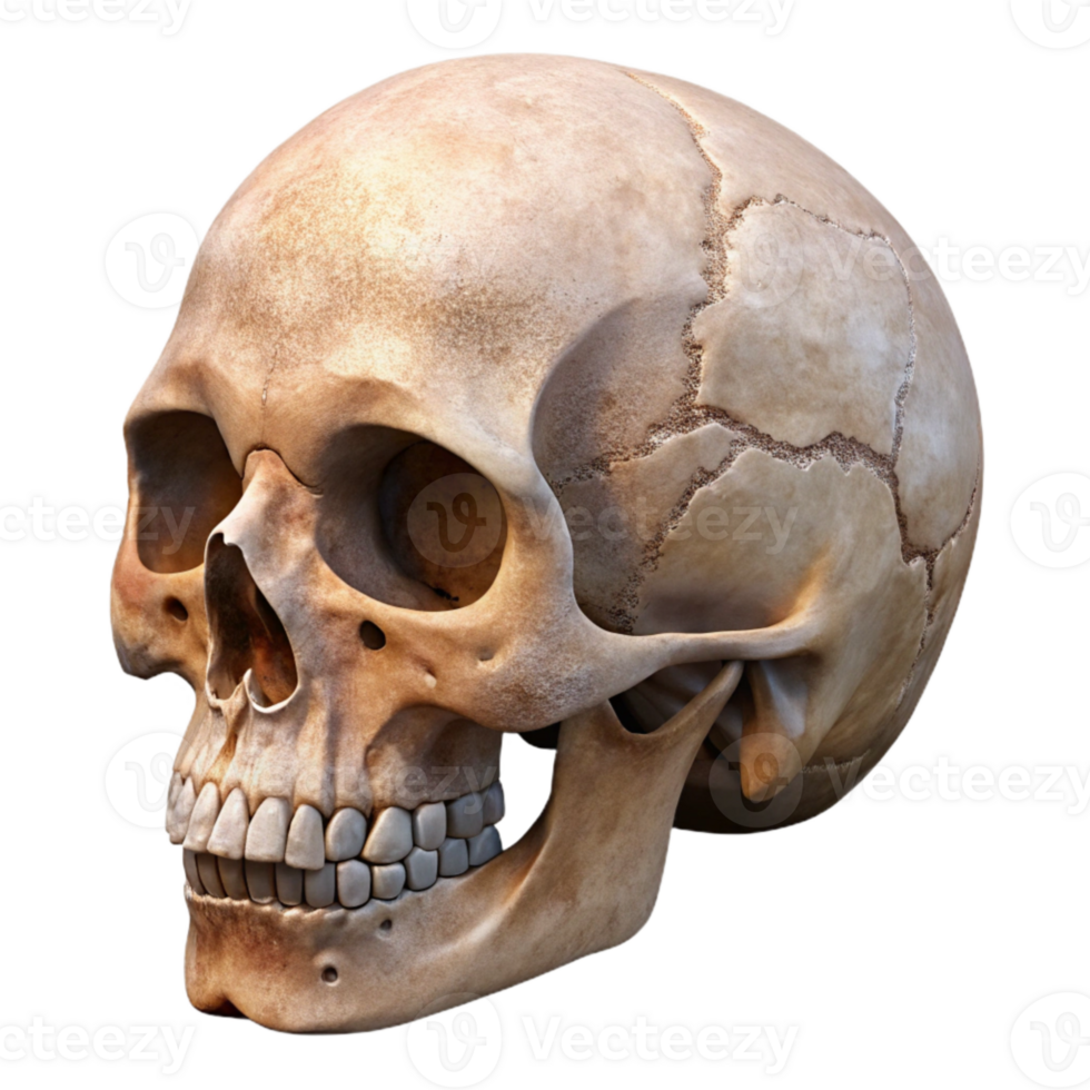 beautiful modern Realistic Human Skull Side View Isolated professional png