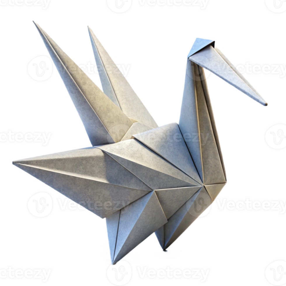 vibrant abstract Realistic Japanese Origami Crane White Paper Isolated high resolution png