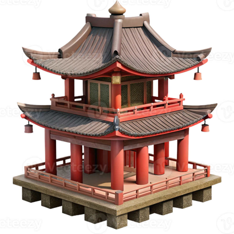 wonderful classic Realistic Japanese Pagoda Temple Traditional Architecture Isolated original png
