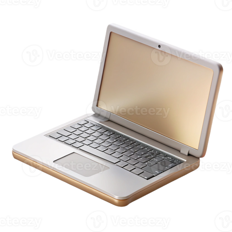 elegant minimalist Realistic Open Laptop with Blank Screen for Mockup Transparent high resolution png