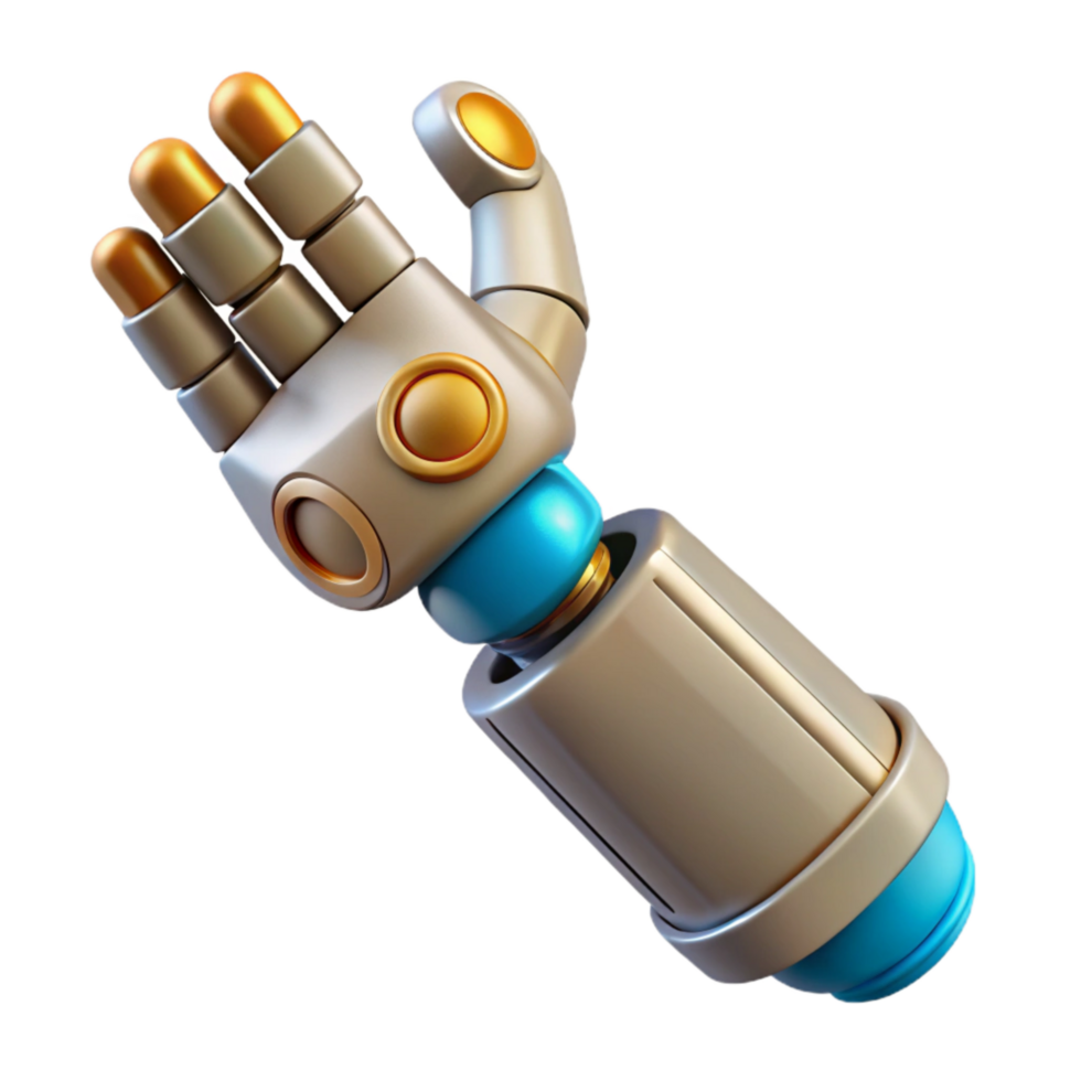 serene rustic Realistic Robot Arm Top View Isolated Element professional png