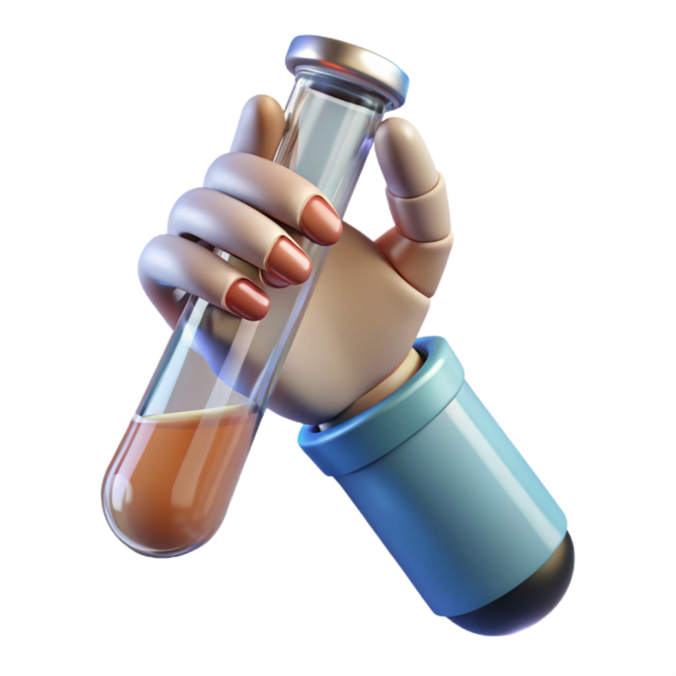 elegant traditional Realistic Robotic Hand Holding Test Tube Transparent Background authentic png