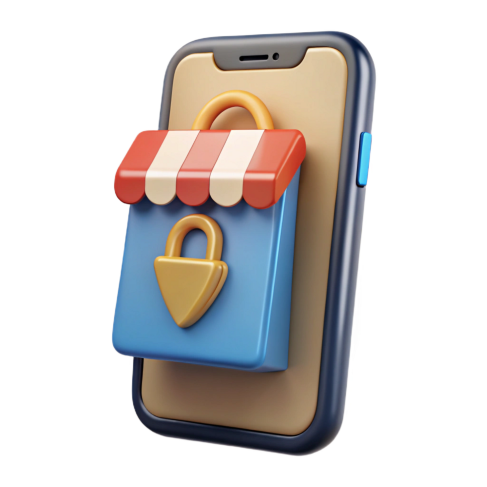 extraordinary minimalist Realistic Smartphone with Shopping App Cutout detailed png