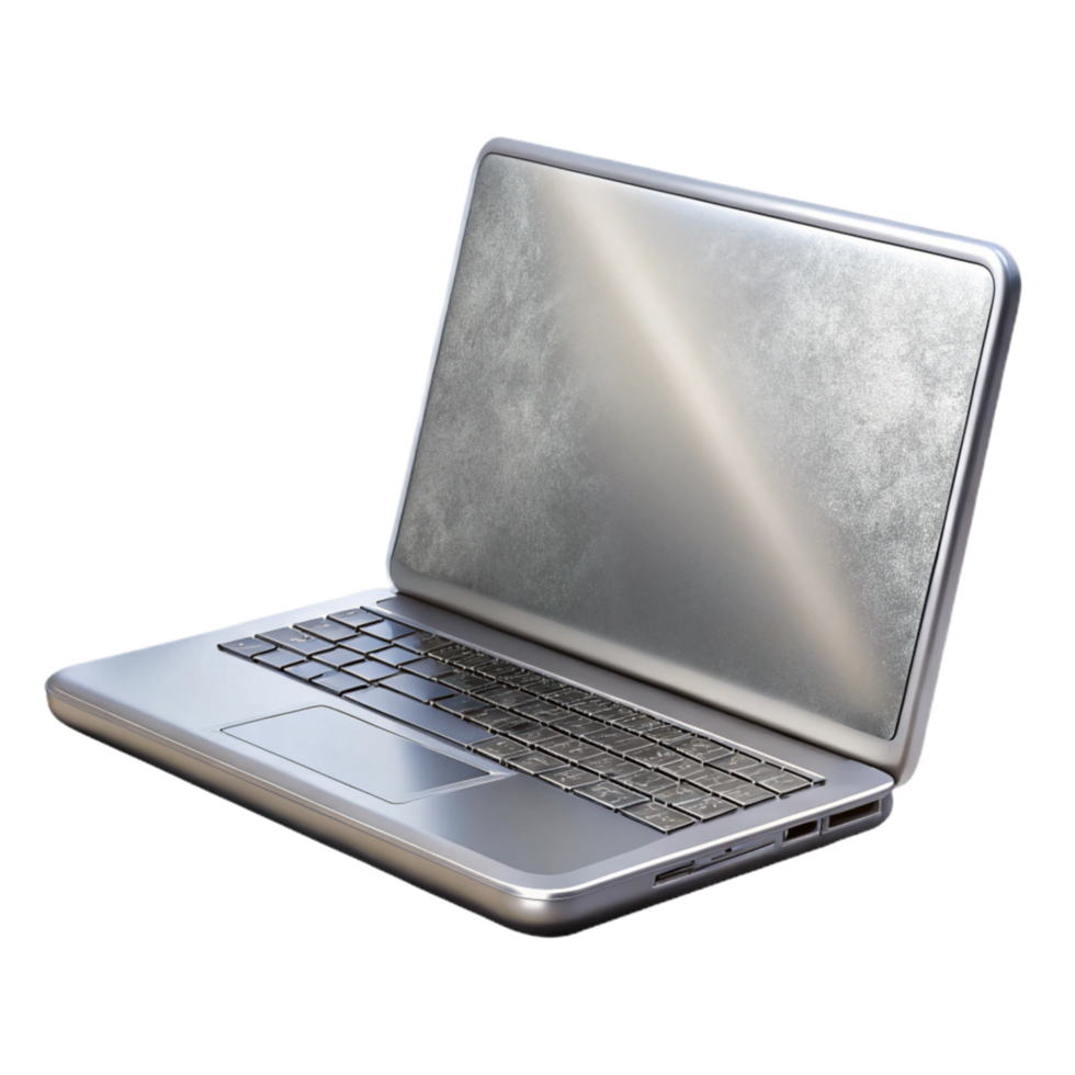 vibrant rustic Realistic Silver Laptop with Transparent Background high resolution png