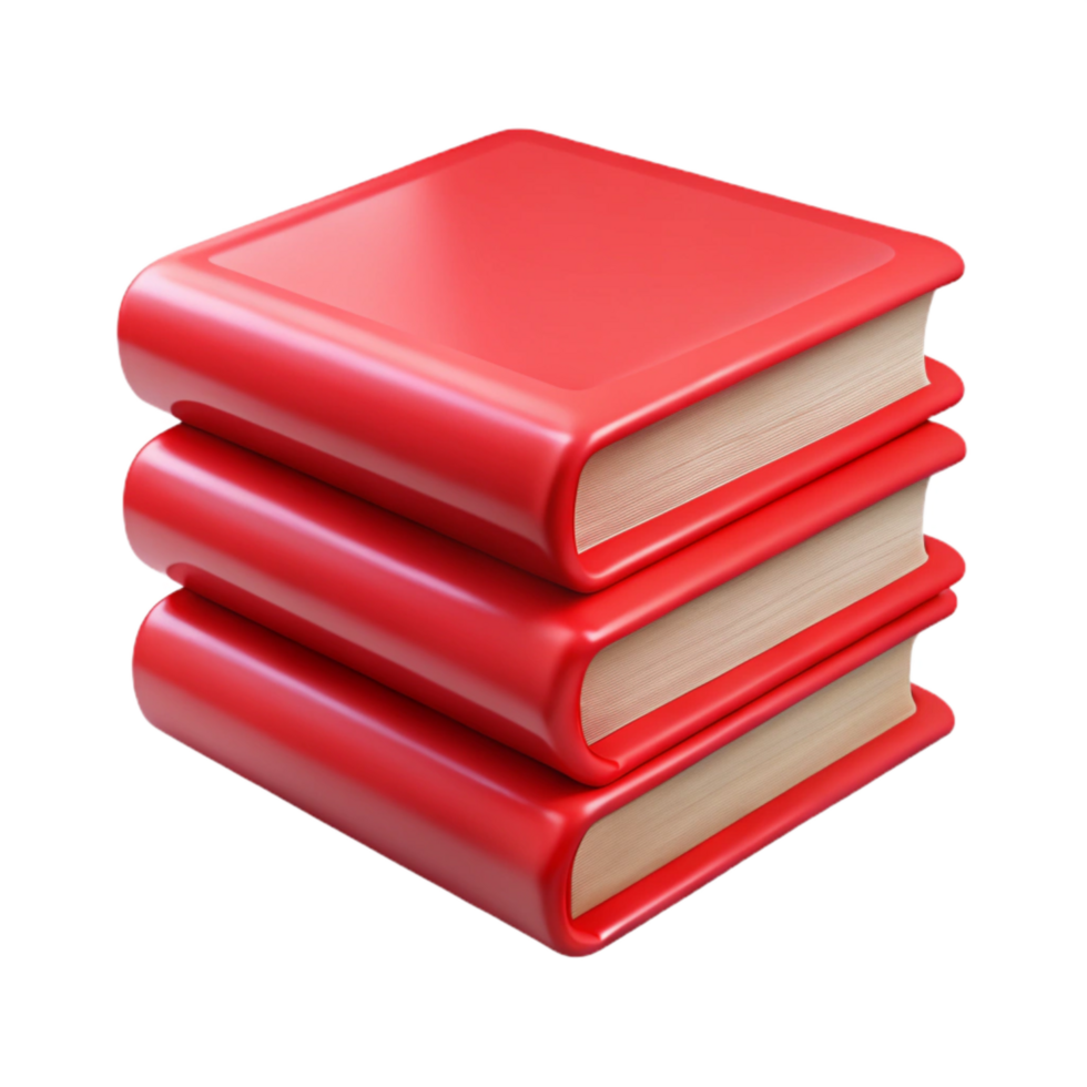 elegant minimalist Realistic Stack of Books with Red Cover Transparent Background detailed png