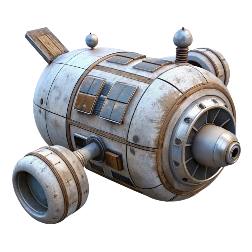 impressive rustic Realistic Space Station Side View with Transparent Background premium png