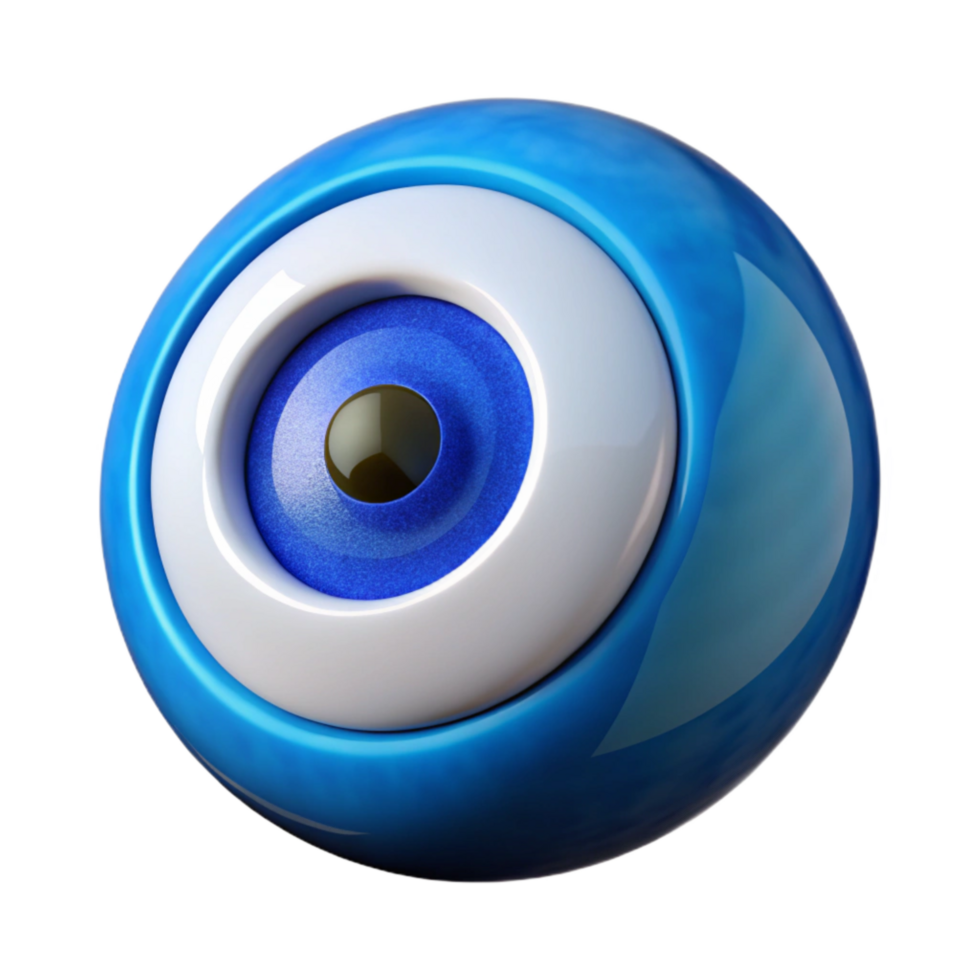 impressive minimalist Realistic Turkish Evil Eye Amulet Blue and White Cutout professional png