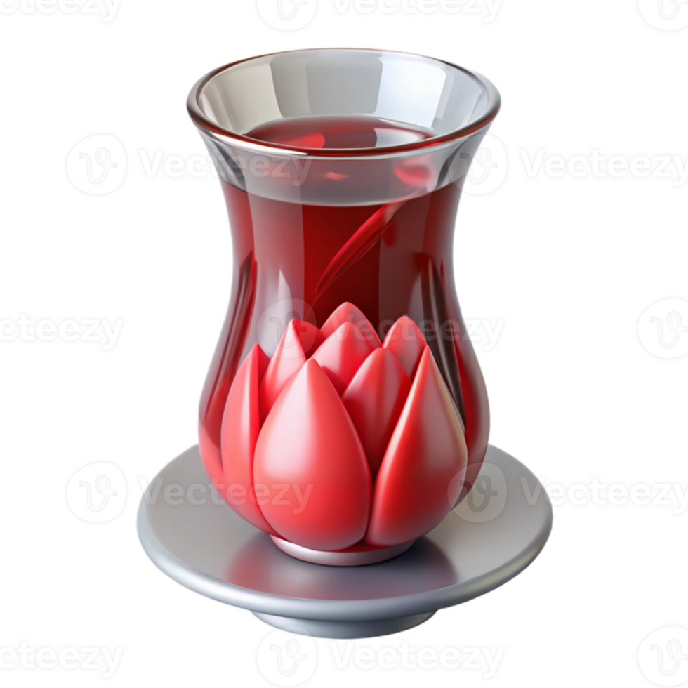 beautiful rustic Realistic Turkish Tea Glass Tulip Shaped Cutout Element exclusive png