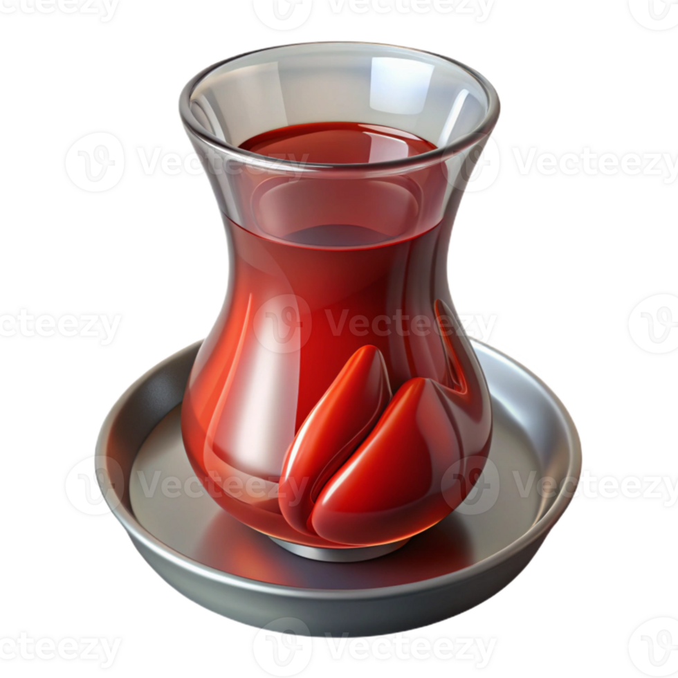 vibrant creative Realistic Turkish Tea Glass Tulip Shaped Cutout Element detailed png