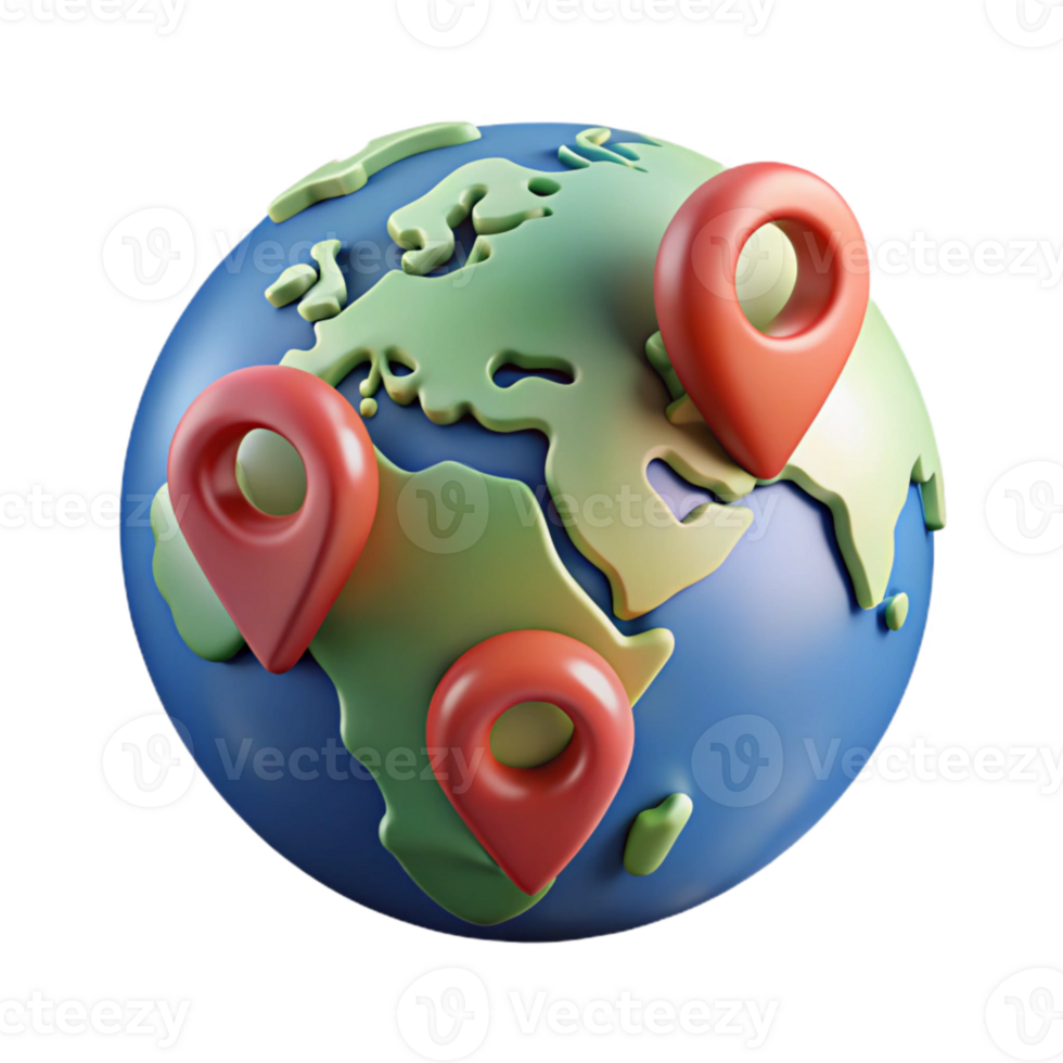 extraordinary contemporary Realistic World Map with Location Pins Transparent high resolution png