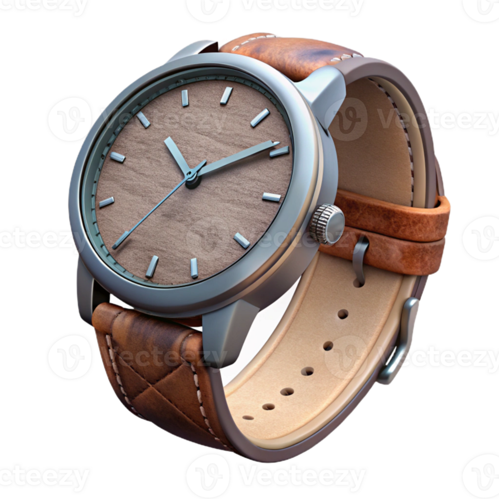stunning rustic Realistic Watch with Leather Strap Transparent Background genuine png