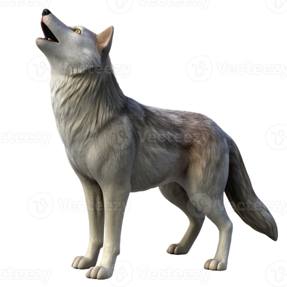 magnificent classic Realistic Wolf Howling Cutout Isolated Profile View high resolution png