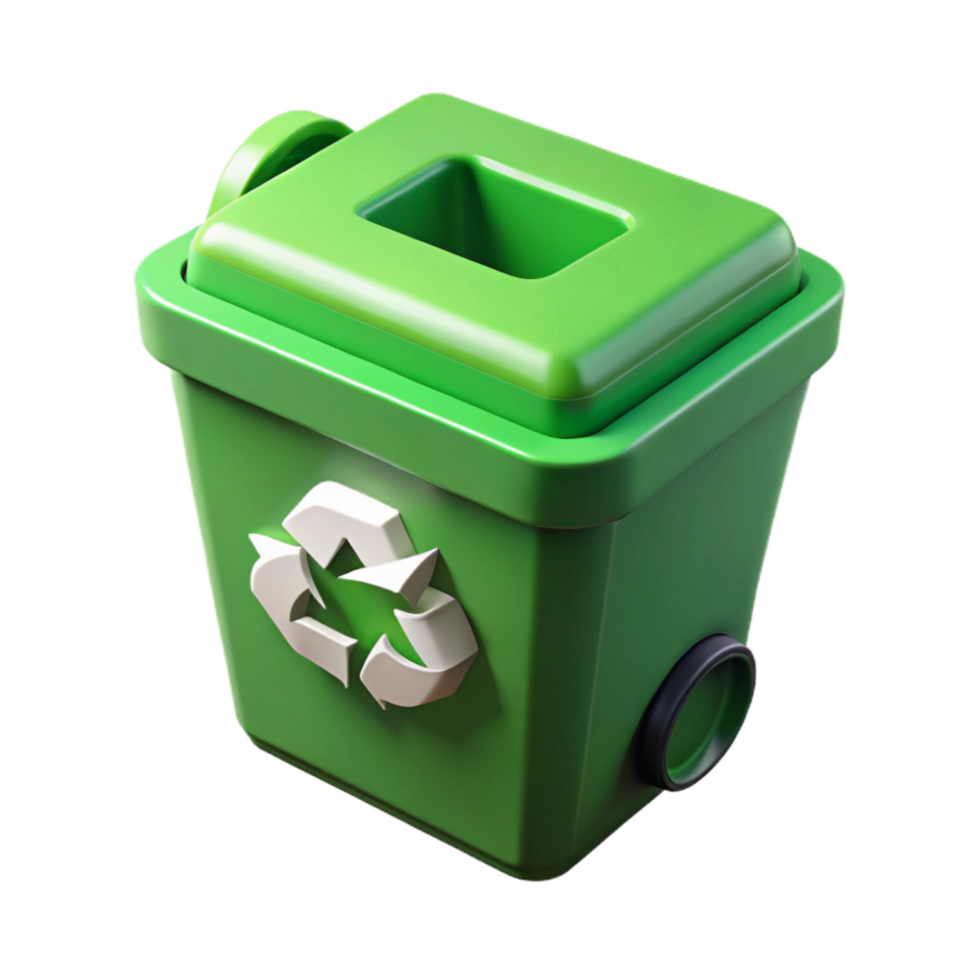 extraordinary contemporary Recycle Bin Green Top View Transparent Background detailed png