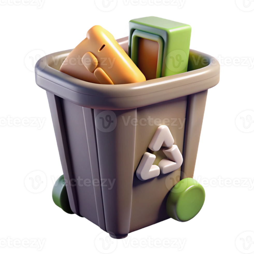 elegant traditional Recycle Bin Overflowing Isolated exclusive png