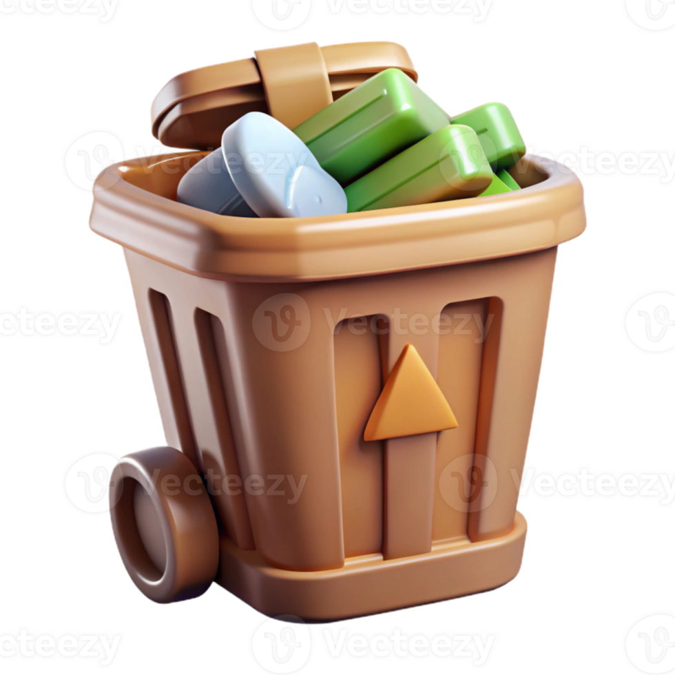 elegant traditional Recycle Bin Overflowing Isolated genuine png