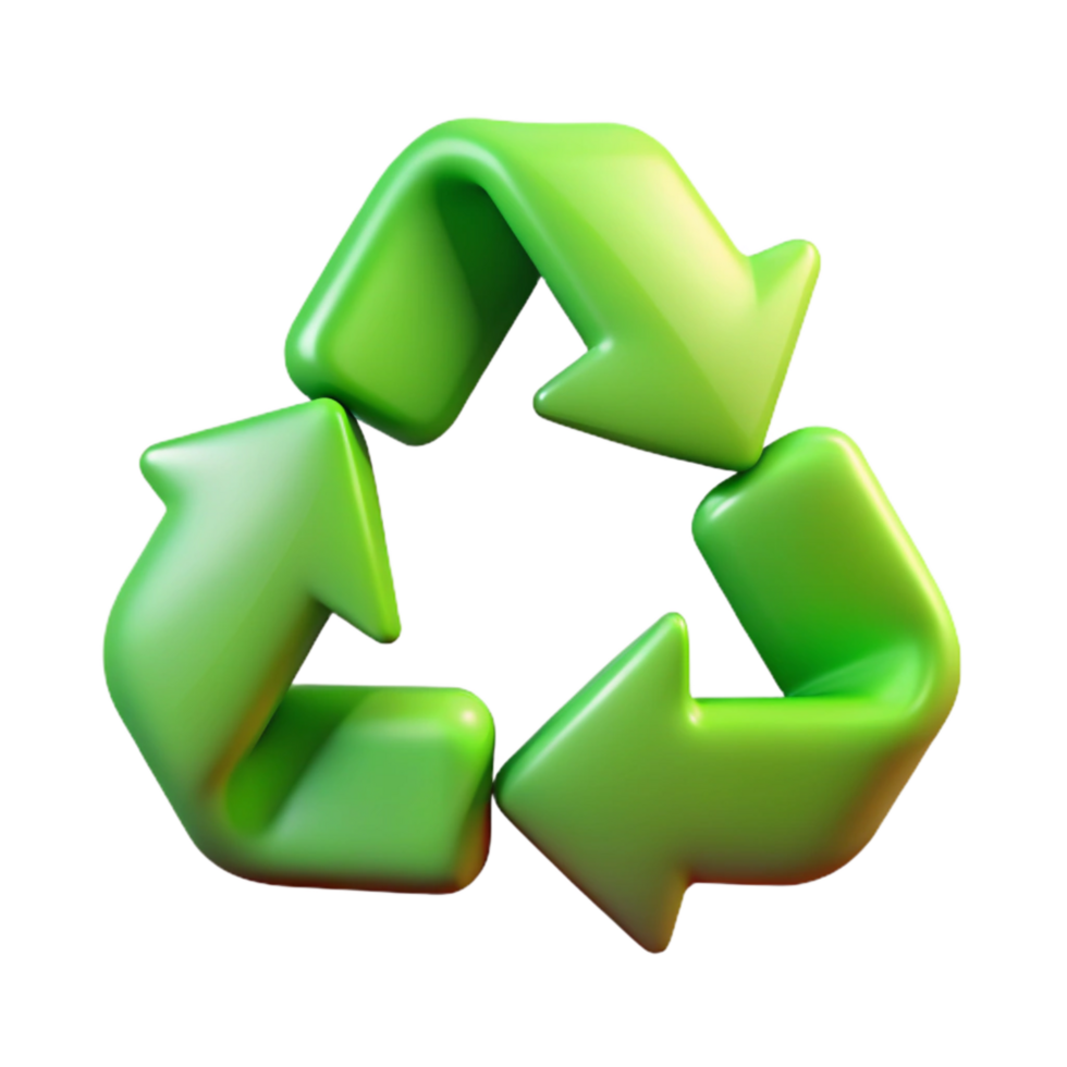 beautiful minimalist Recycle Symbol Green Gradient Transparent Background original png