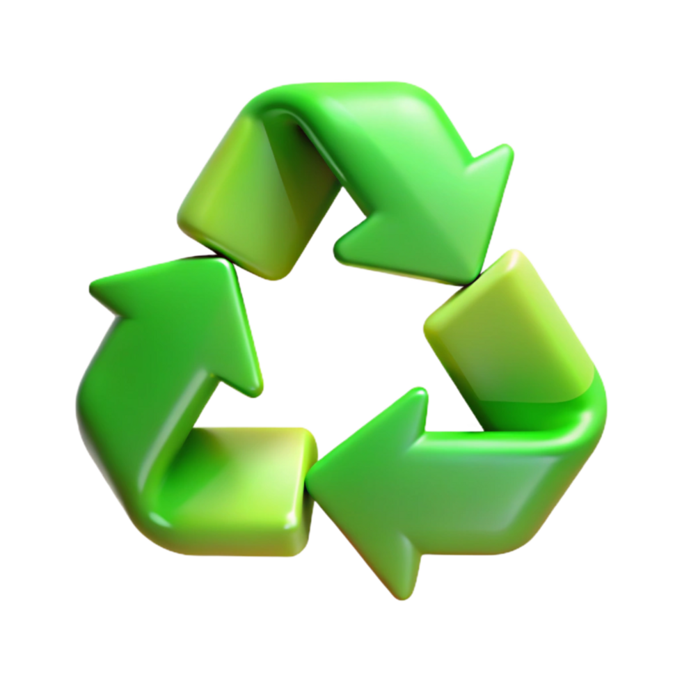 wonderful creative Recycle Symbol Green Gradient Transparent Background detailed png