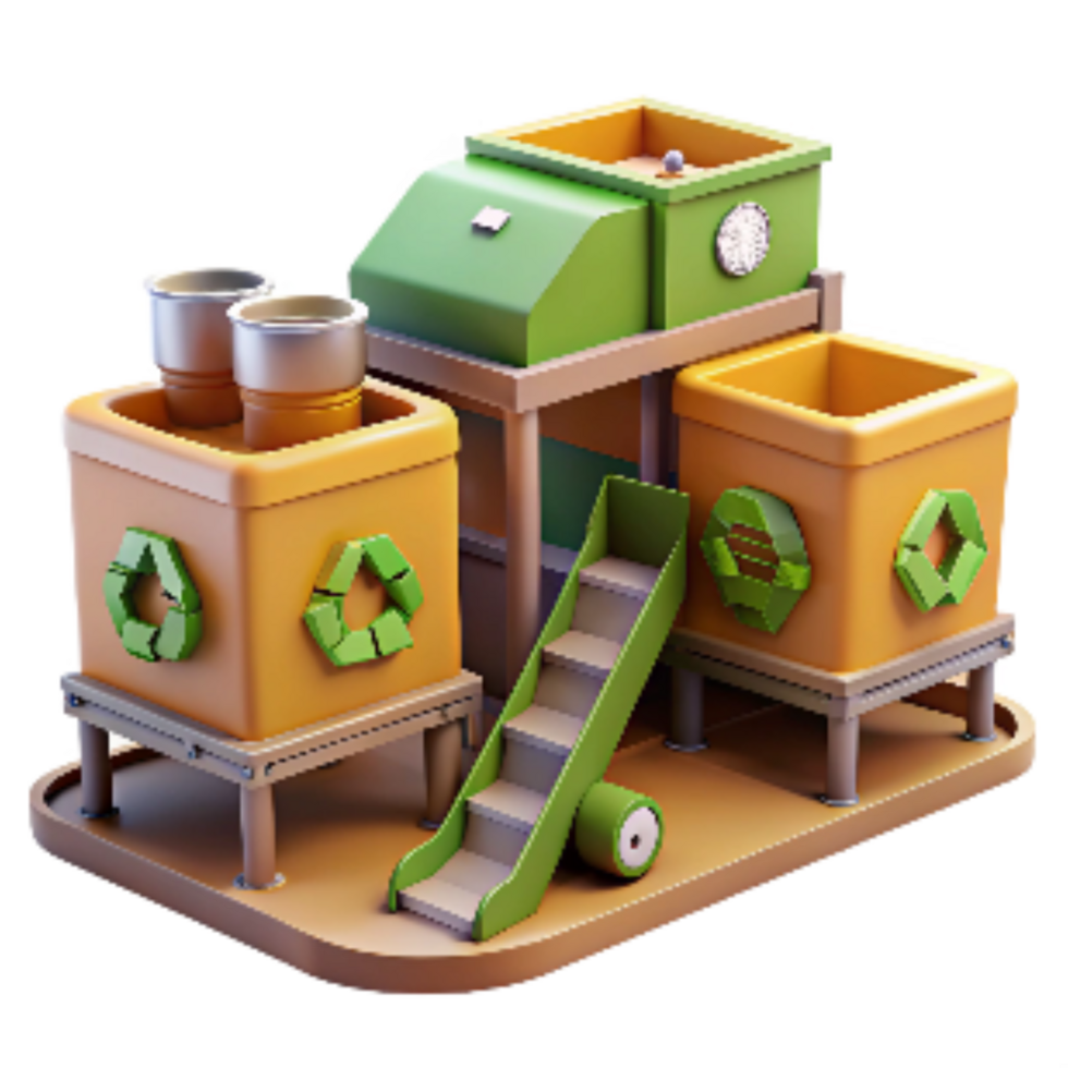 beautiful vintage Recycling Plant Sorting Machines Transparent Background professional png