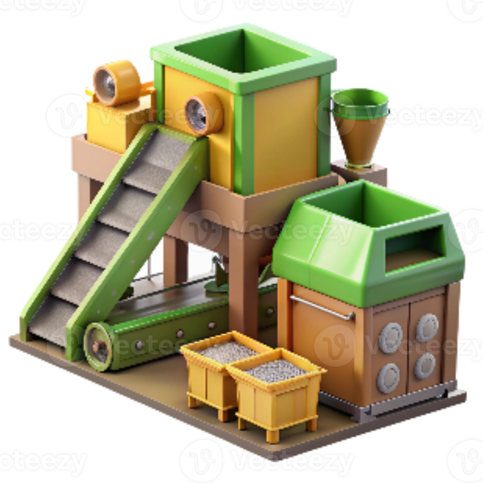 vibrant classic Recycling Plant Sorting Machines Transparent Background detailed png