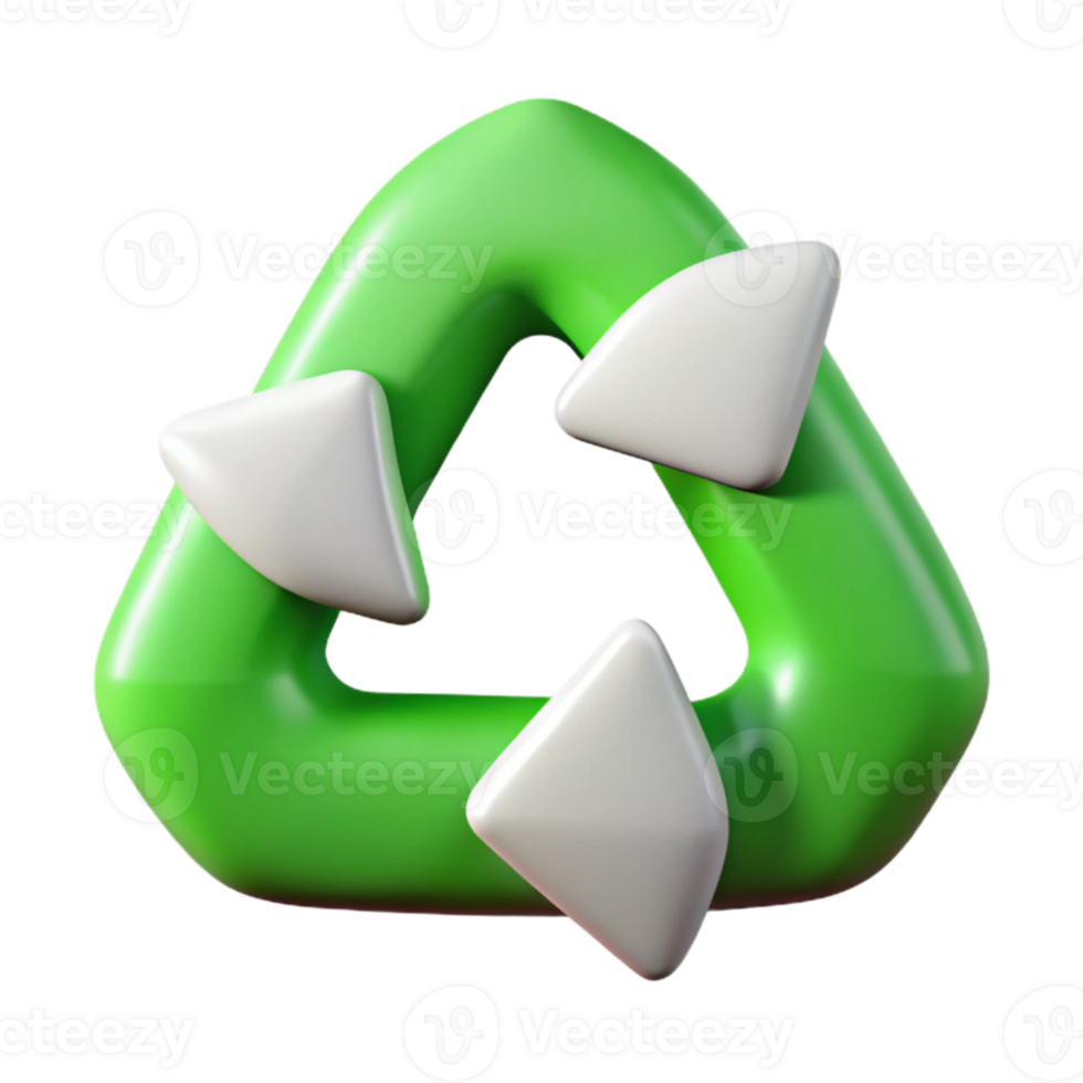 stunning rustic Recycling Symbol Green and White Colors Transparent Background high quality png